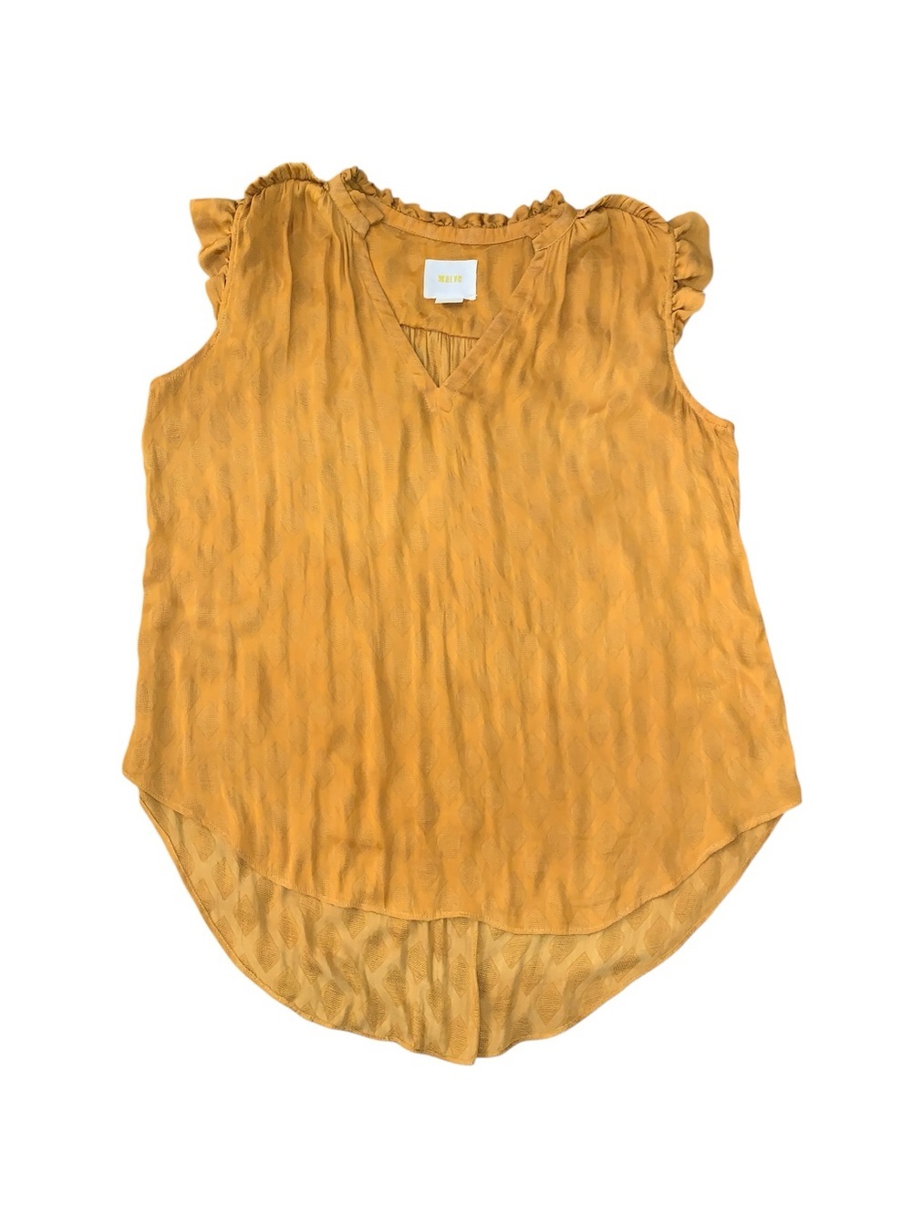 Maeve Anthropologie Mustard Yellow Ruffle Blouse • XS Textured Sleeveless Top